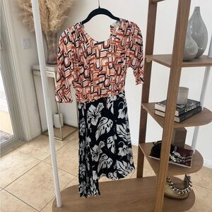 Prada Asymmetrical Dress in Orange and Black